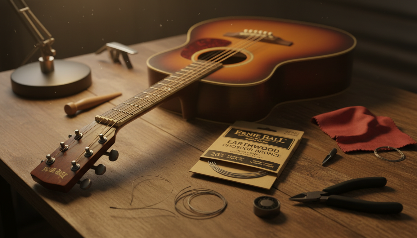 Cordas novas e ferramentas para troca